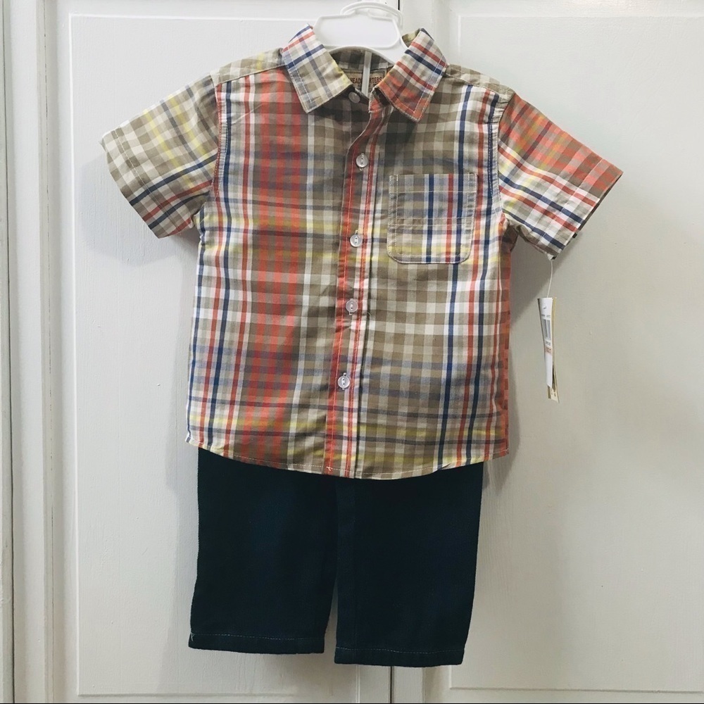 2/$25 KIDS HEADQUARTERS Plaid Button Down Shirt And Jeans Matching Set Size 2T
